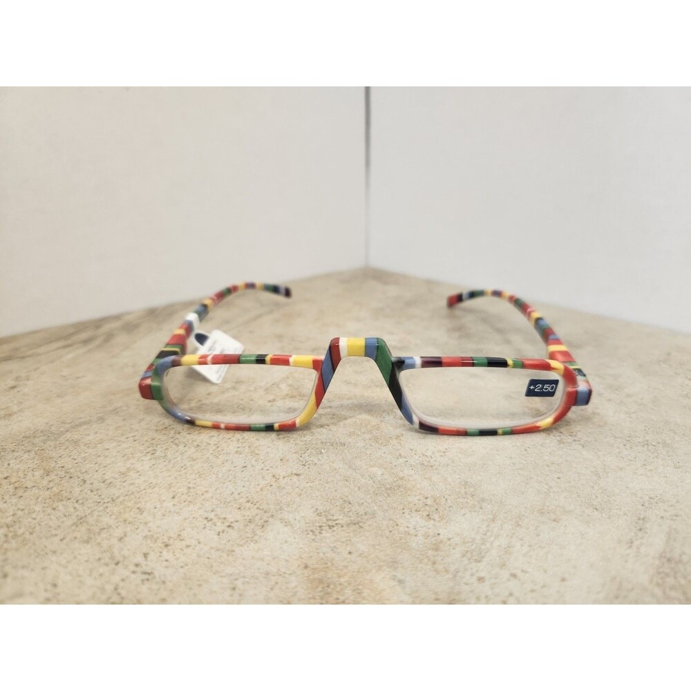 Peepers Fruit Stripe Gum +2.50 Reading Glasses, Multicolor Striped Rectangle New